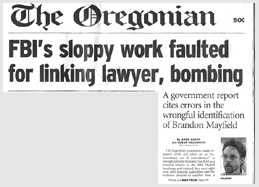 [Mayfield screamer headline in Oregonian]