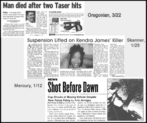 [Taser and shootings headlines]